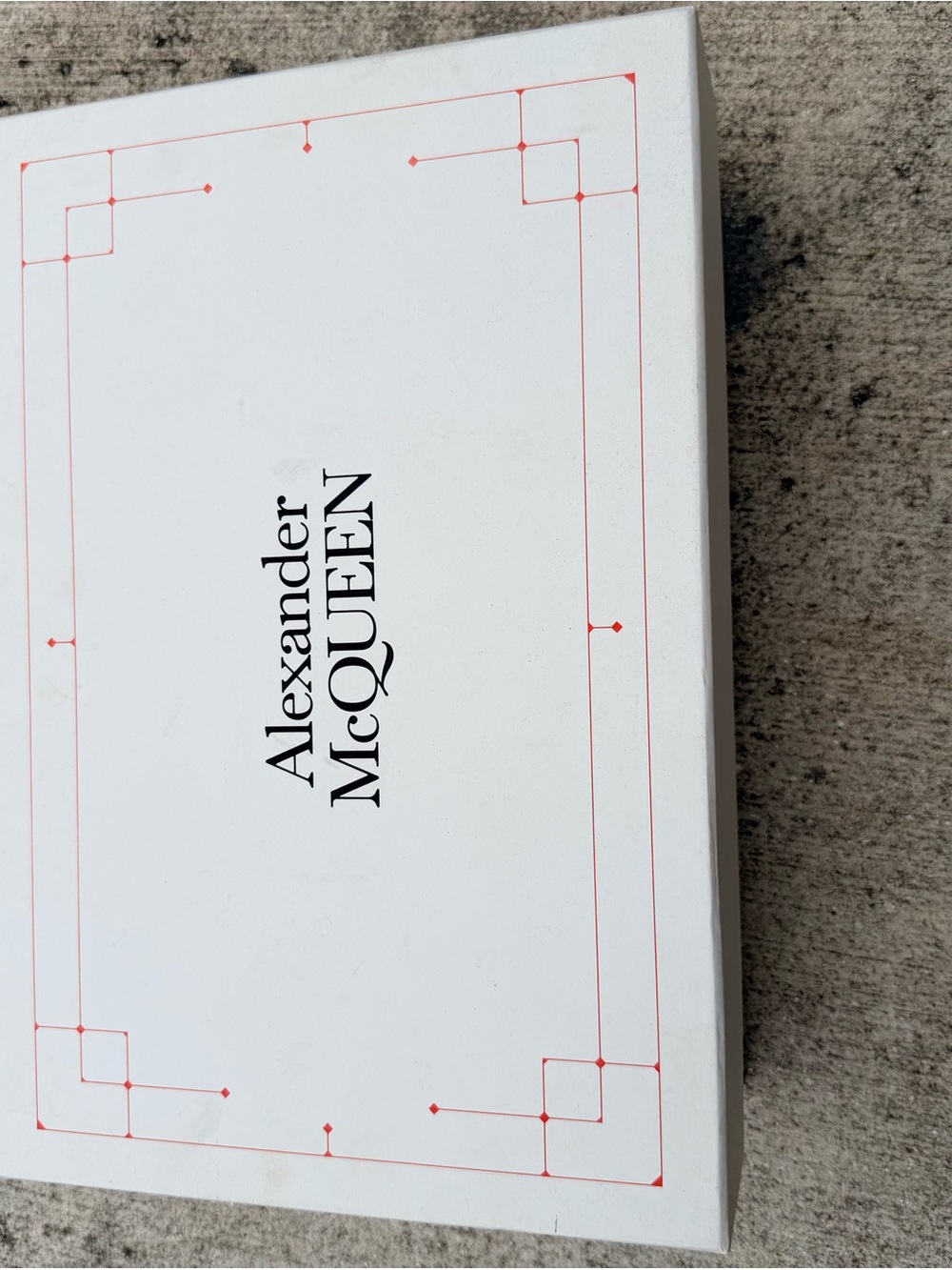 Alexander McQueen White Box with Red Line Border